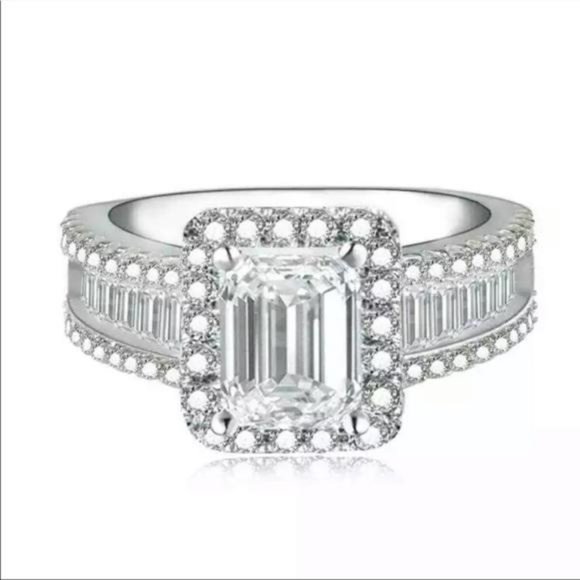 ENGAGEMENT 925 STERLING SILVER DIAMOND RING - Picture 3 of 3